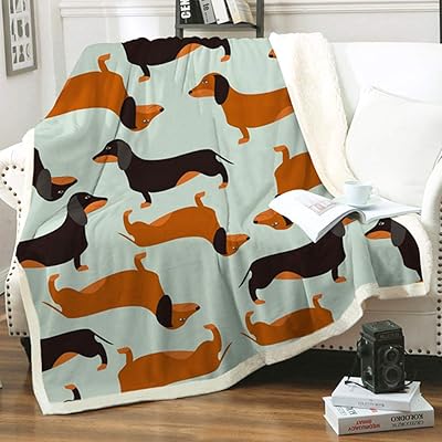 Buy Dachshund Throw Blankets Soft Sherpa Flannel Blanket Warm Cozy Fleece Blanket Cute Cartoon Fuzzy Dachshund Blanket For Couch Bed Chair Sofa Online In Indonesia B082w358v4