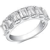 AIHUASI JEWELRY Wedding Moissanite Eternity Band Rings for Women D Color VVS1 925 Sterling Silver Engagement Bridal Size 5-10