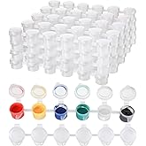 24 Strips 144 Pots Empty Paint Pots Strips Mini Acrylic Paint Storage Container with Lid Painting Arts Crafts Supplies for Classrooms Schools Paintings Art Festivals(3 ml/ 0.1 oz)