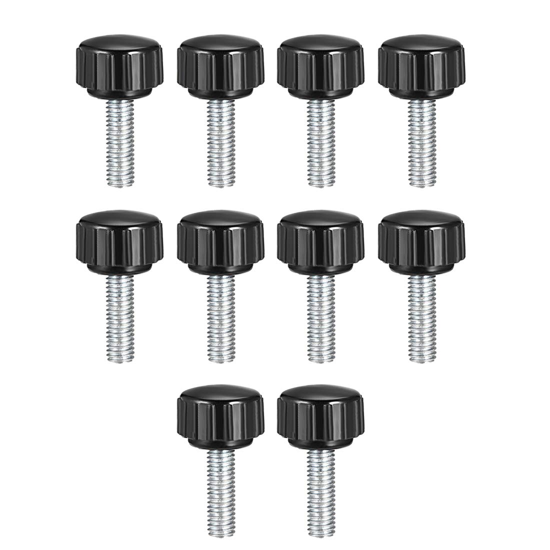 sourcing map M5 x 20mm Metric Male Thread Knurled Clamping Knobs Grip Thumb Screw Hand Clamping Handle Bolt with 15mm Plastic Knobs Black 10 Pcs