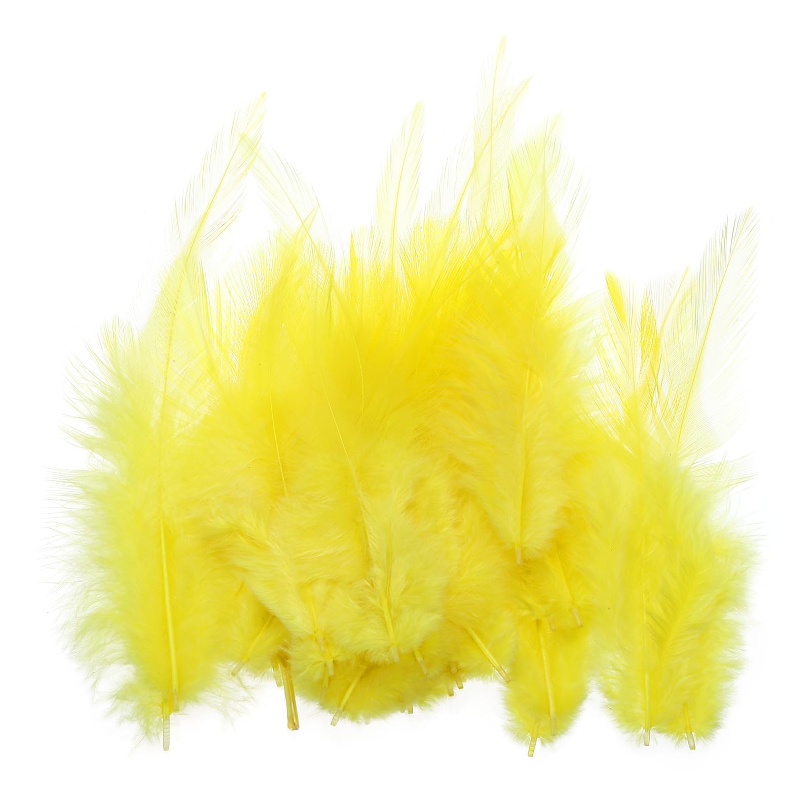 PATIKIL 3-5 Inch Rooster Feathers, 100 Pack Bulk Natural Feathers for Crafts Colorful Fluffy Craft Feathers for Dream Catcher Handwork Clothing Costumes Wedding, Yellow