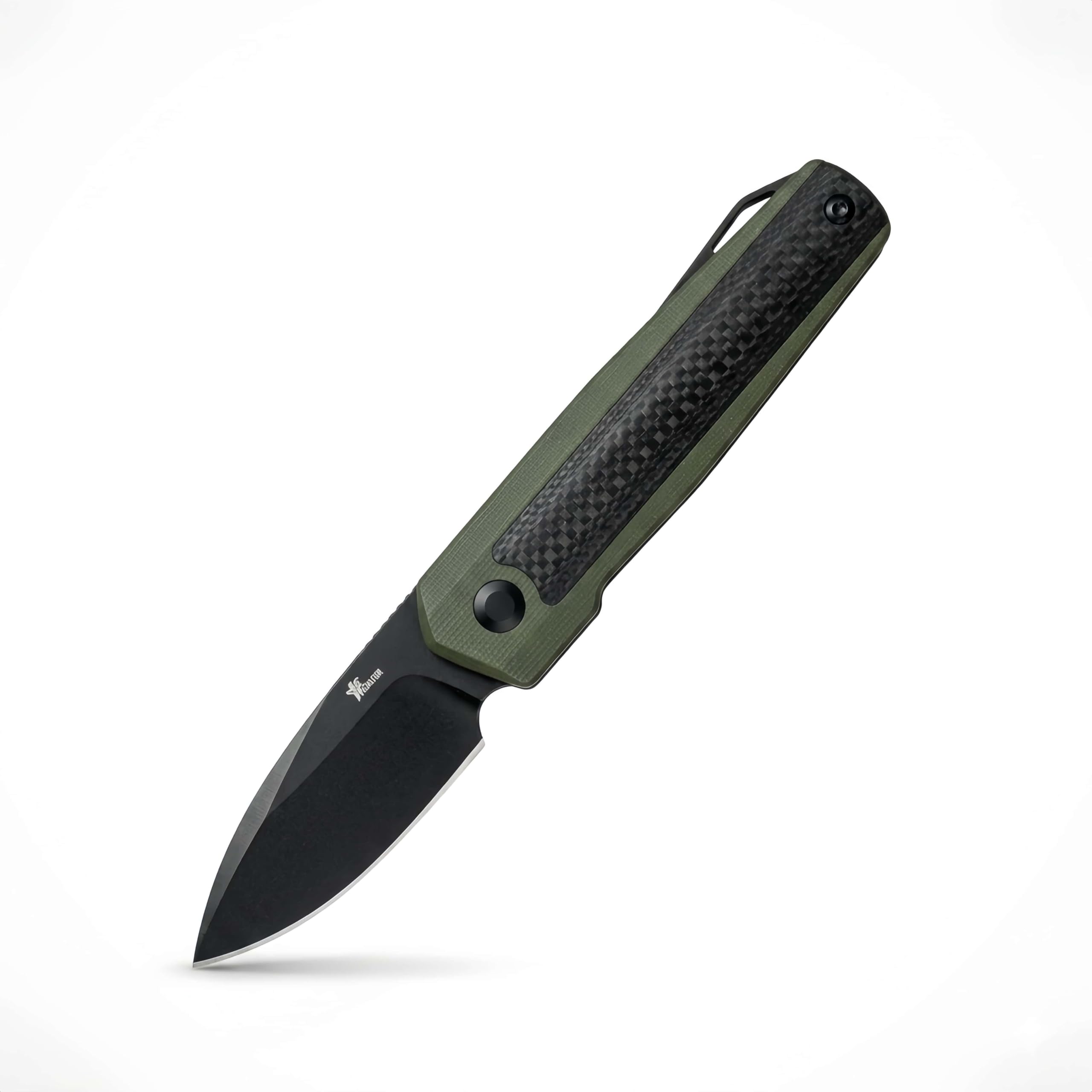 YF SMART EDC Taschenmesser D2 Stahl-Limitierte Edition,5.6 cm Slipjoint Klappmesser mit SKIFF Kugellager, G10 & Carbon Fiber Griff, §42a Konformes Klappmesser für Outdoor,Camping & Alltag (Schwarz)