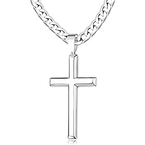 Cameido 925 Sterling Silver Cross Necklace for Men Women 4.5mm