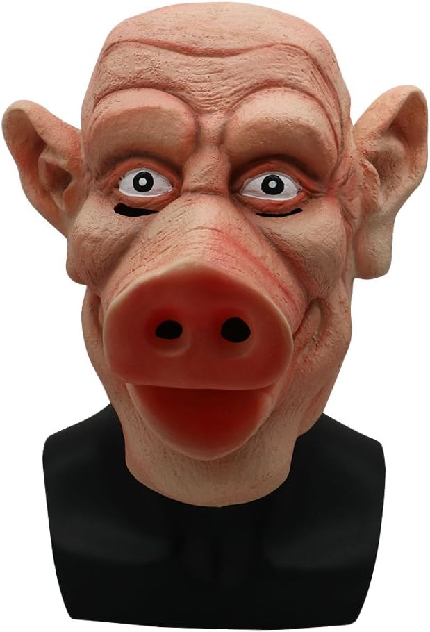 Amosfun Scary Pig Head Mask Cosplay Costume Latex Full Face Mask