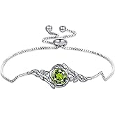 LELOUCHY Vintage Rose with Peridot Green Box Chain Bracelet 925 Sterling Silver August Birthstone Adjustable Bracelet for Birthday Women Gifts