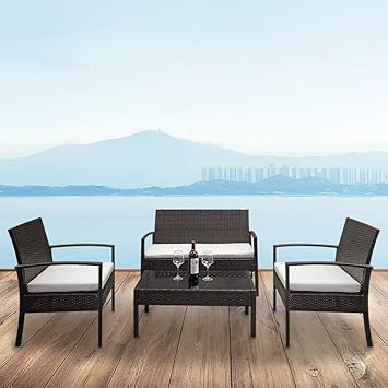 Amazon Com Silami 4 Pieces Outdoor Furniture Rattan Chair