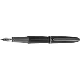 Diplomat Aero Black Fountain Pen, Stainless Steel Medium Nib | Anodized Aluminum body, Stainless Steel Medium nib, converter and 2 cartridges, 140 mm closed, 42 g, 5-year warranty