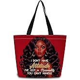ZhuVantrix African American Tote Bag Reusable Grocery Bags Aesthetic Shopping Shoulder Handbag with Interior Zipper Pocket Stylish I've Got A Personality Present for Women