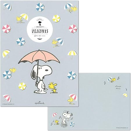 Amazon レターセット スヌーピー アンブレラ Eep 740 290 Eee 740 313 10 便箋12枚 封筒4枚 ピーナッツ ホールマーク レターセット 文房具 オフィス用品