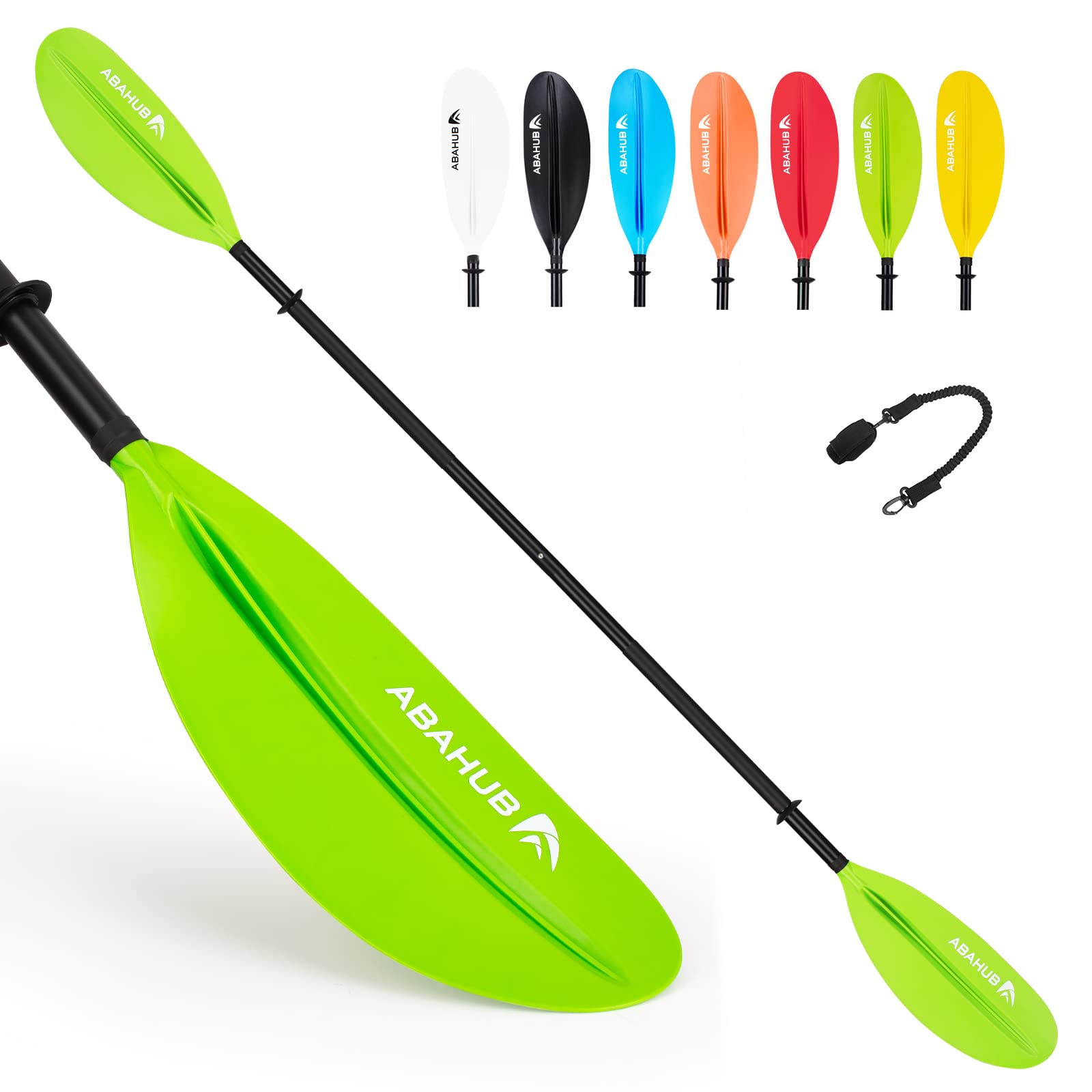 Abahub 2 Pack Kayak Paddles, 90.5 Inch Kayaking Oars for Boating, Canoeing with Extra Paddle Leash, Aluminum Alloy Shaft Green Plastic Blade Image