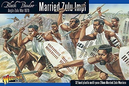 Married Zulu Impi: 28mm Scale Plastic Miniatures for Black Powder by Warlord Games
