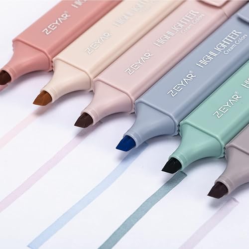 ZEYAR Highlighter Pen, Cream Colors Chisel Tip, Aesthetic Highlighter  Marker, Water Based, Quick Dry, No Bleed