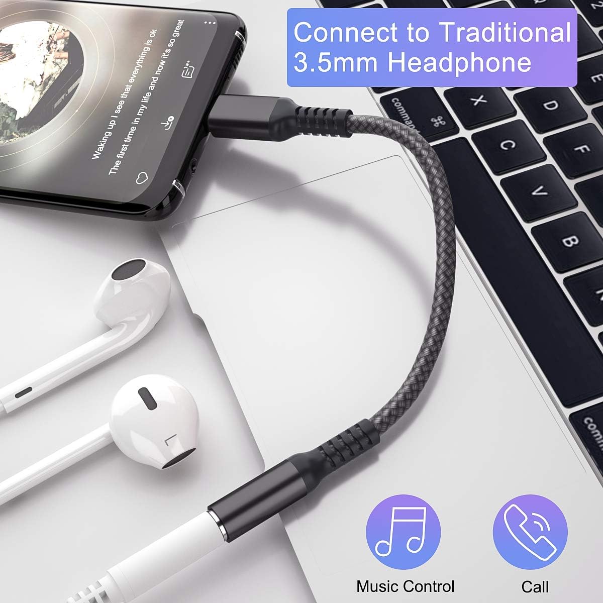USB C to 3.5mm Adapter (2 Pack),Type C Male to 3.5mm Female Headphone Jack Audio Converter,Aux Cable Cord for Samsung Galaxy S20 Ultra S20+ Plus 20 Note 10 10+ A90 5G,Google Pixel 4 3 2 XL,iPad Pro 11: Electronics