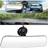 Car Rear View Mirror with Suction Cup, Anti Glare Wide Angle HD Auto Inside Rearview Mirror, 360 Degrees Adjustable Reduce Blind Spots, Universal for Vehicle, Marine, Boat, Truck, SUV, Van