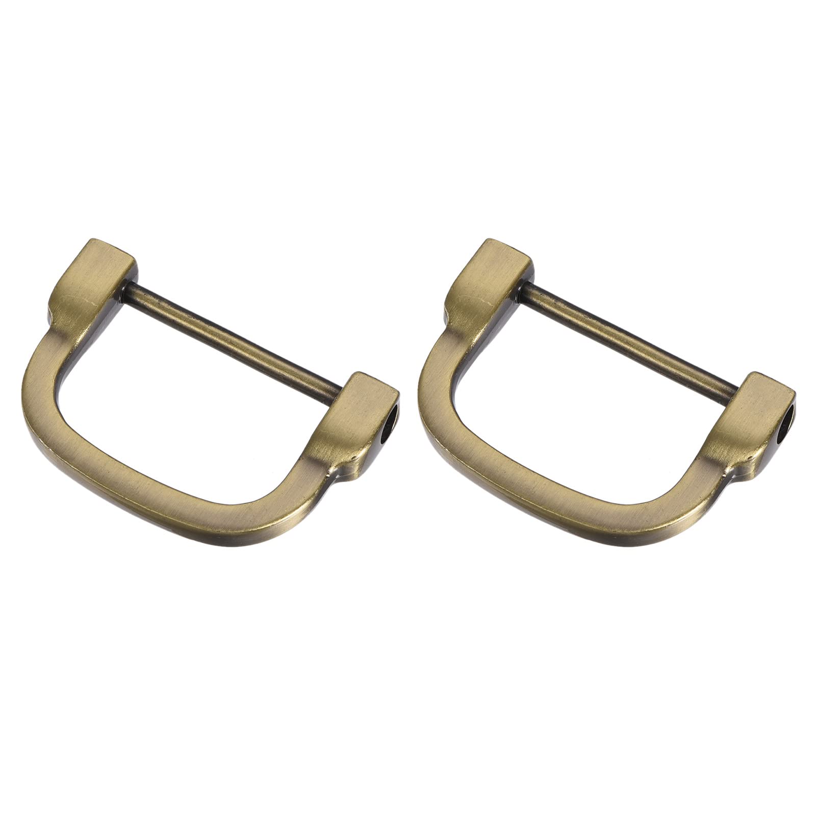 METALLIXITY Horseshoe D-Rings (30mm) 2pcs, Screw-in U-shaped Buckles Shackle - for Car Keys Keychain Bags Leather Crafts, Bronze Tone