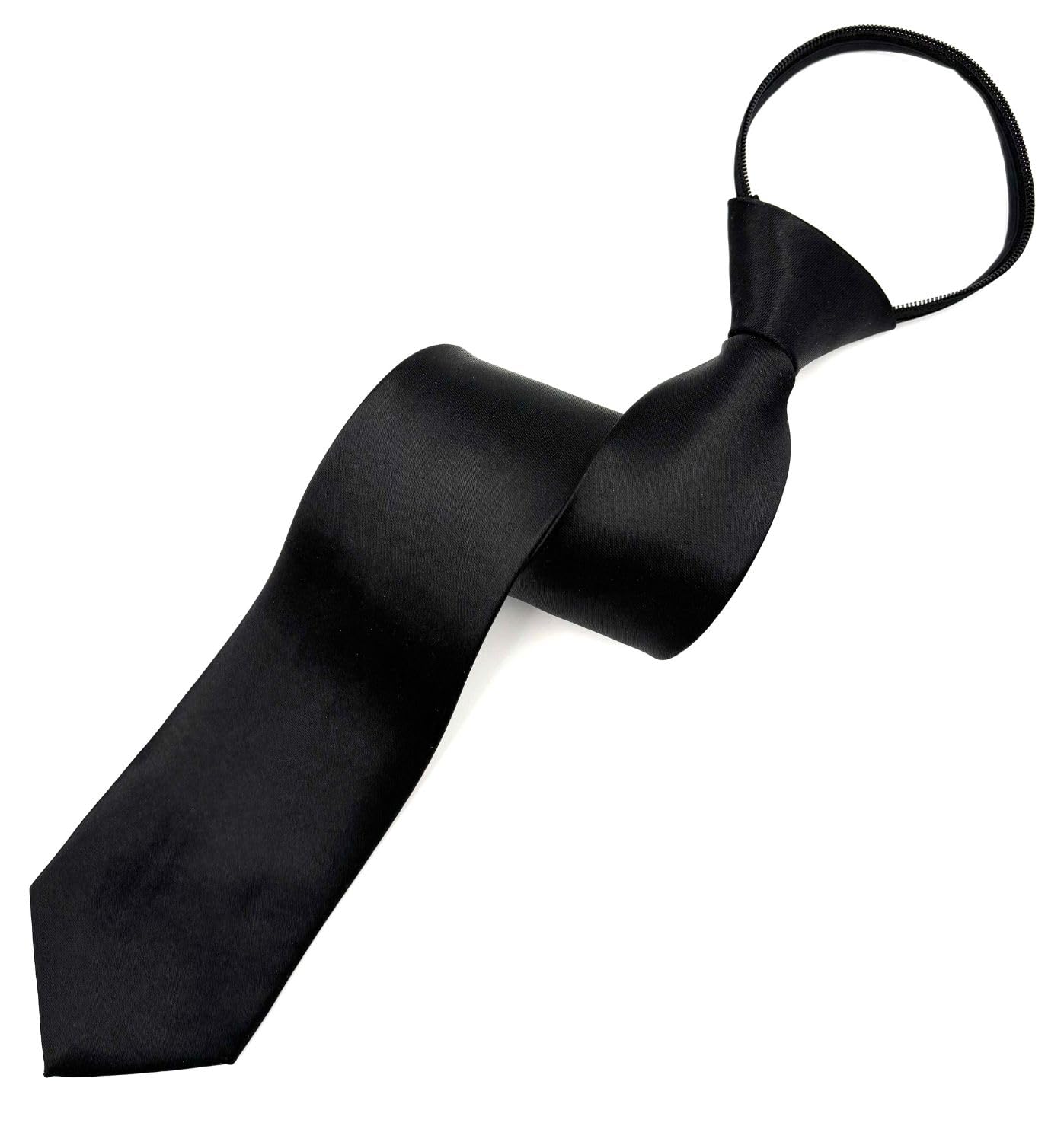 Photo 1 of **RIPPED** MDSTYLE Pre-Tied Necktie for Men - Solid Color Neck Tie with Adjustable Zipper - Wedding Business Formal Clip on Ties (Black)
