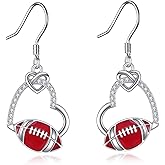 POPLYKE Sterling Silver Football/Volleyball/Golf Dangle Earrings Hypoallergenic Sports Ball Jewelry Gifts for Women Sports Lovers