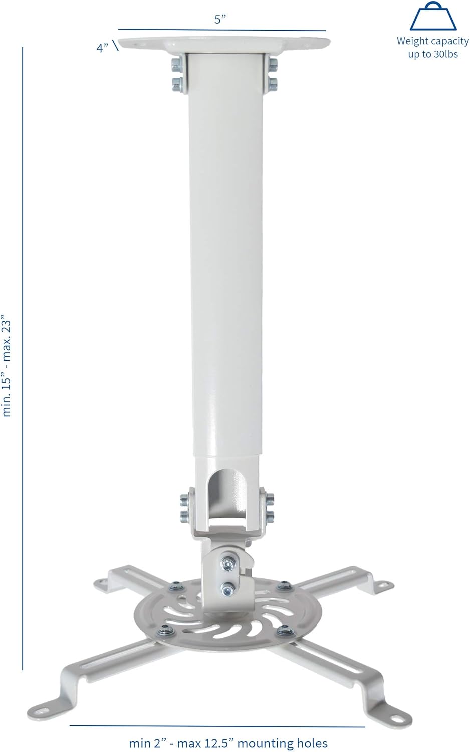 VIVO Universal Extending White Ceiling Projector Mount, Height Adjustable Projection (MOUNT-VP02W) : Electronics
