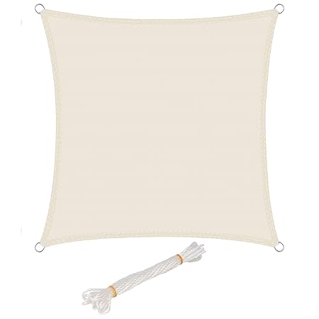 WOLTU Sonnensegel Quadrat 2x2m Creme wasserabweisend Sonnenschutz Polyester Windschutz mit UV Schutz für Garten Terrasse Camp