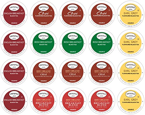 Twinings Hot Tea & By The Cup Honey Stix Variety - 20 Ct Keurig K-Cups including English Breakfast, Earl Grey, Chai & More
