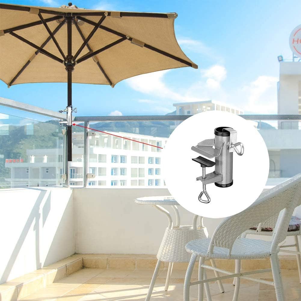 Oxidation Resistance Anti Rust Upgraded Heavy Duty Patio Umbrella Stand With Galvanized Surface Adjustable Parasol Holder Fixed Clip For Outdoor Beach Balcony Deck Frusde Umbrella Clamp Holder Patio Lawn Garden Patio