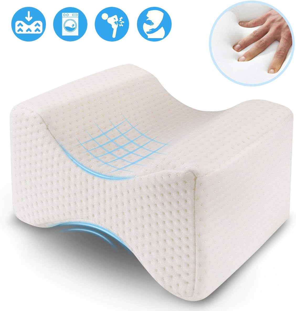 Cuscino Memory Foam Per Ginocchia E Gravidanza | Durezza Media, Rivestimento OEKO-TEX, Grigio - Foto 3