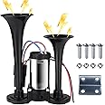 Animgrth Upgraded 12V 600DB Air Horn Dual Trumpets, Super Loud Truck Train Horns Kit with Air Compressor for Any 12V SUV Motorcycle Trucks Pickup Lorries Trains Cars Boats