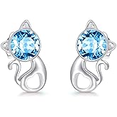 AOBOCO 925 Sterling Silver Panda/Koala/Owl/Turtle/Crab/Giraffe/Sloth Cute Animal Stud Earrings, Embellished with Crystals from Austria