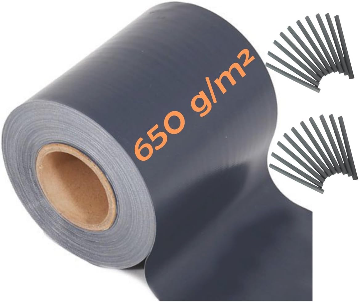 workingHOUSE View Protect Premium PVC Fencing 35m x 19 cm 650gsm Thick, Includes 20 Clamping Strips (Dark Grey)