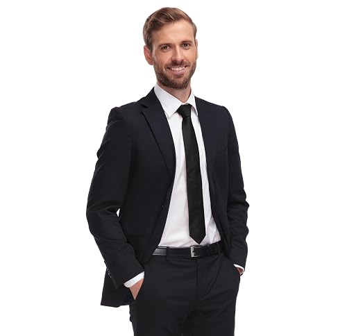 Classic Solid Black Men's Neck Tie - Polyester, Dress Tie By Vesuvio Napoli