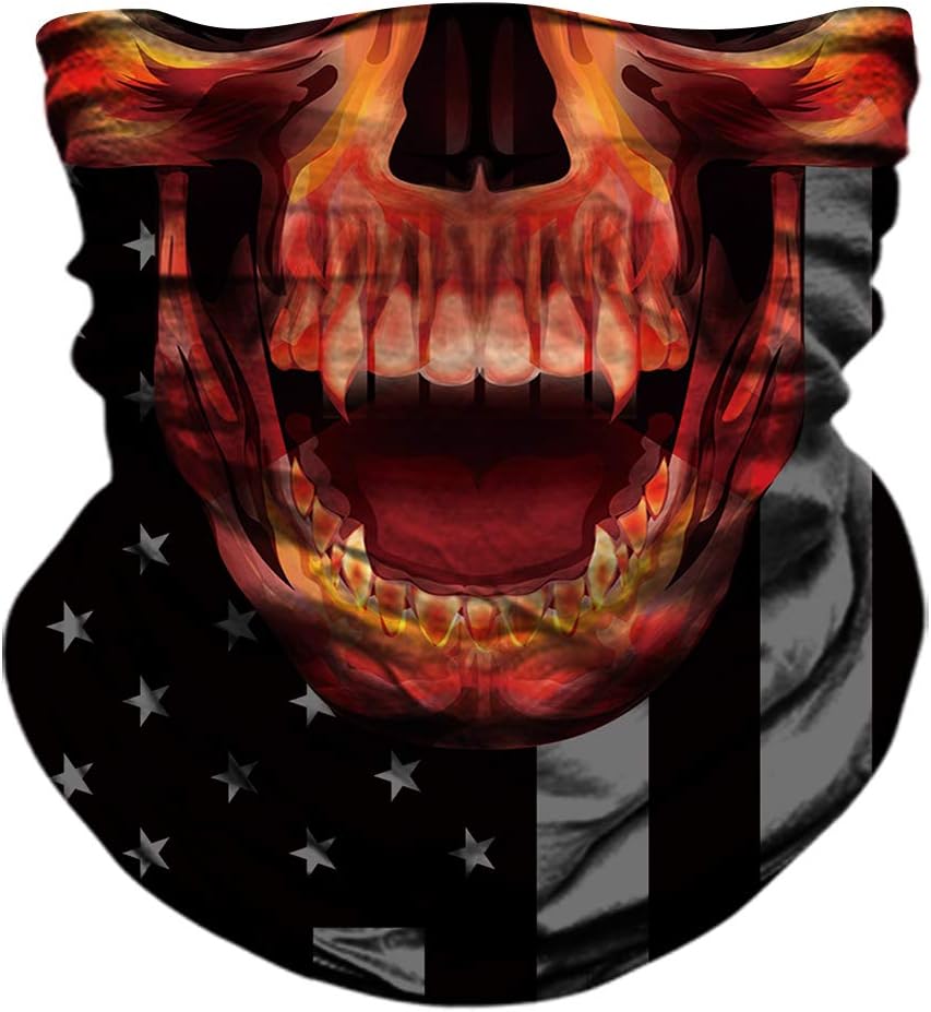 TERNNK Skull Face Mask Half Sun Dust Wind Protection, 3D Tube Mask Seamless Durable Face Mask Bandana Skeleton Face Mask Motorcycle Bike Riding Fishing Hunting Cycling Festival, Many Patterns (F13)
