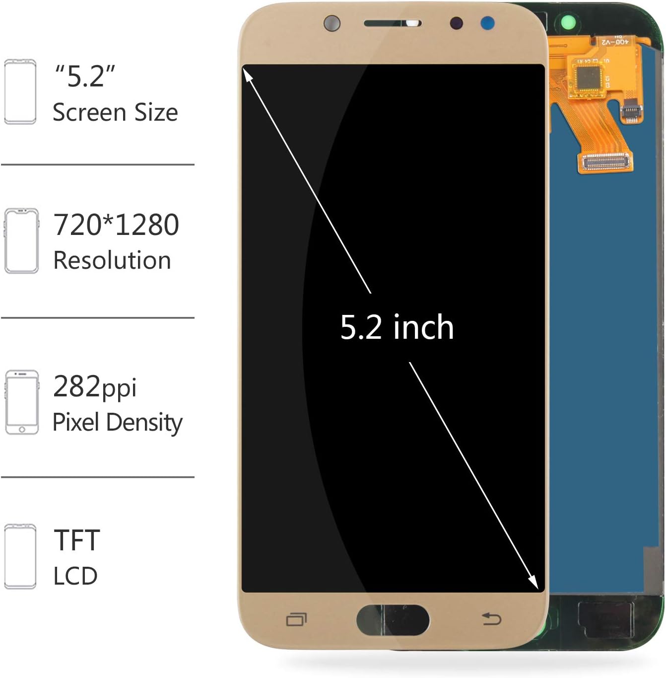 TFT For Samsung J530F Screen Replacement For Galaxy J5 2017 LCD J5 Pro Screen J530 J530L J530Y J530YM SM-J530F Display Touch Glass Assembly Digitizer Panel Repair Parts Kits (Gold) - Image 3