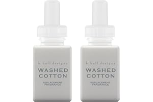 Pura & K. Hall Designs Home Scent Refill - Smart Home Air Diffuser - Up to 120-Hours of Premium Fragrance per Refill - Household Essential - Clean Diffuser Fragrance - 2 Pack, Washed Cotton