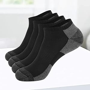 4 Pack Mens Cushioned Ankle Socks, Low Cut Breathable Casual Socks