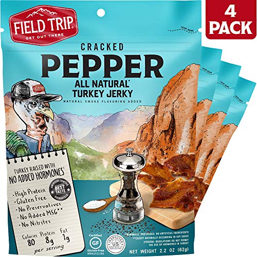Field Trip All Natural Turkey Jerky, Cracked Pepper, 2.2 Ounce, (pack of 4)