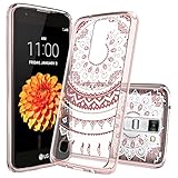 LG Tribute 5 / LG K7 / LG Treasure LTE Clear Case With HD Screen Protector, AnoKe [Scratch Resistant] Colors Totem Mandala Flower Ultra Slim Acrylic Hard TPU Bumper For LG K7 TM CH Rose Gold