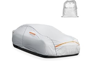 WMCHEYI Car Covers for Automobiles,6 Layers Car Cover Waterproof All Weather, Full Exterior Cover with Zipper, Outdoor Car Cover Sun UV Rain Snow Wind Protection, Fit for Tesla Model 3