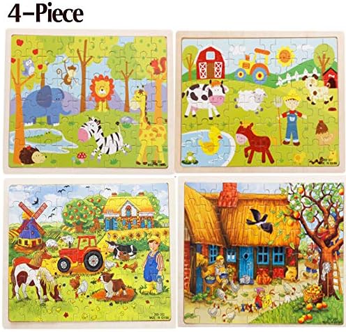 Sealive 4 pcs Wooden Animals Puzzle Set