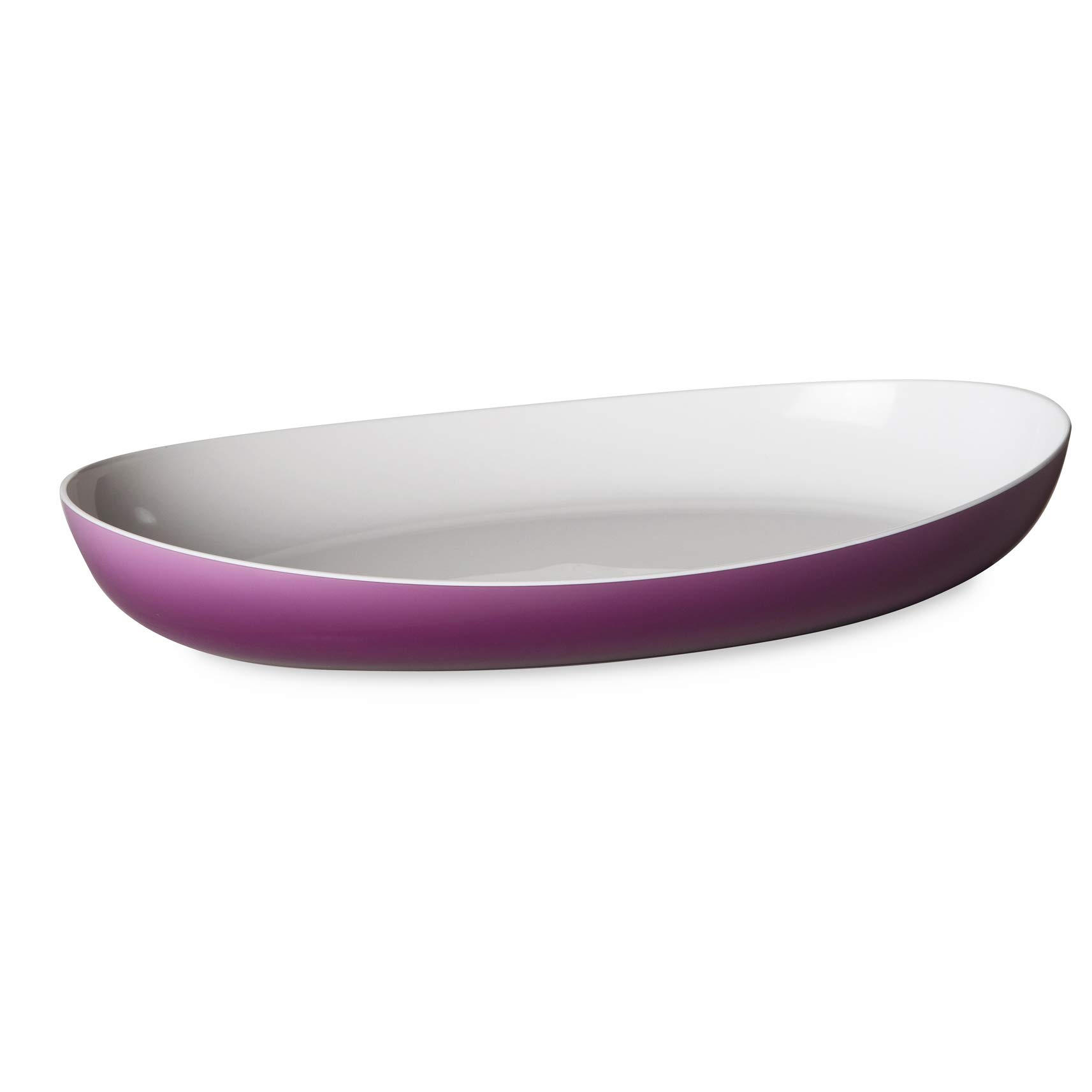 omada Design Serving Plate or Baking Dish 11,02 x 6,69 inch with Inside White and Outside Colored Trendy Line, Purple