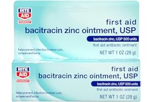 Rite Aid Bacitracin Zinc Ointment, 1 oz - First Aid Ointment to Prevent Infection in Minor Cuts, Scarapes, and Burns