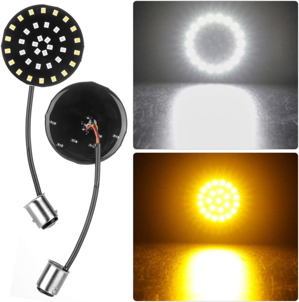 1157 Front Turn Signal Light 2 Inches Bullet LED SMD Bulb Amber White