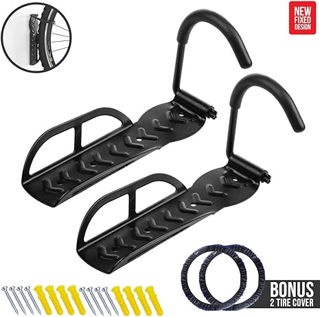 2 Pcs Hanging Bike Rack With Anti Dirt Tire Cover Heavy Duty Wall
