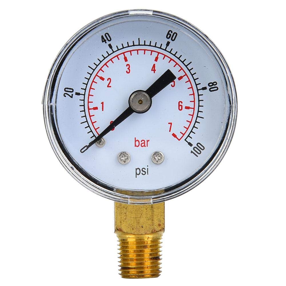 Mechanical Pressure Gauge, 1/8 inch BSPT Pressure Gauge for Air Oil and Water(0-100psi,0-7bar)