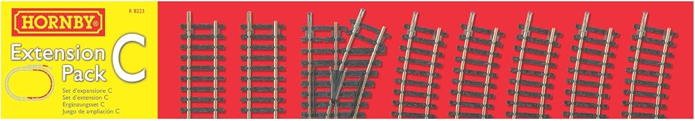 Hornby R8223 OO Gauge Track Extension Pack C - Straight, Curve, Point