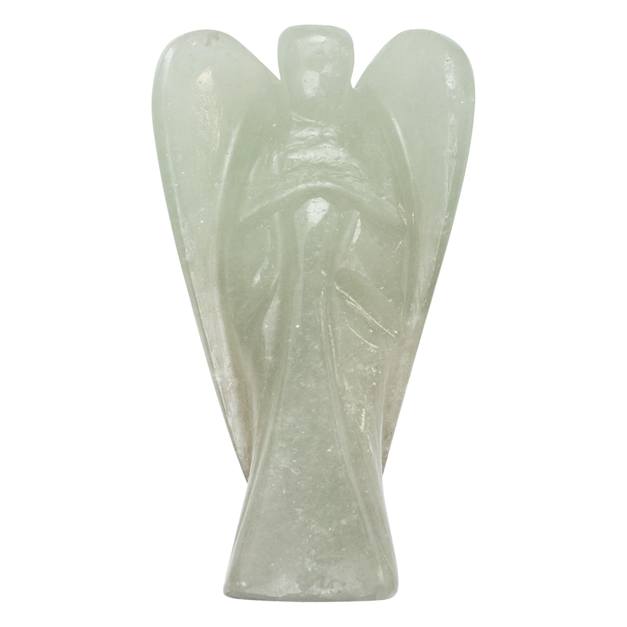 Crocon® Green Jade Healing Crystal Gemstone Pocket Angel Feng Shui Figurine Hand Carved Peace Reiki Guardian Good Luck Statue Worry Stone Spiritual Ornaments Prayer Gift 2-2.5 Inch