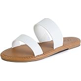 Putu Women's Two Strap Flat Sandals Casual Slide Sandals Slip on Summer Sandals