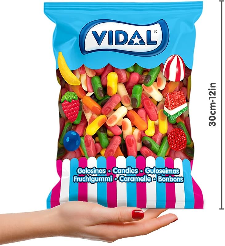 Golosinas. Mini Dedos sabor frambuesa. Colores surtidos: blanco, amarillo, naranja, verde y rosa. Bolsa de 1 kg. — foto 6 de 6