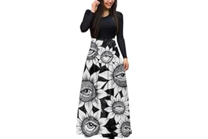 BAGELISE Women's Halloween Maxi Dresses Short Sleeve Crewneck High Waisted Flowy Dress Trendy Graphic Party Fall Dress