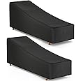 Patio Chaise Lounge Cover Waterproof，F Fellie Cover Outdoor Lounge Chair Covers Black Durable Patio Furniture Covers for Poolside Beach 2 Pack, 82"L x 30"W x 31"H