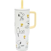 Zak Designs Peanuts 30oz Spill-Proof Insulated Stainless Steel Tumbler | BPA Free, Silicone Straw, Handle, Cupholder Friendly, Dishwasher Safe, For Office, Home, Travel, Work, Gym, Fitness